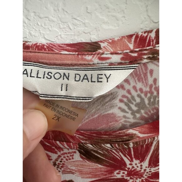 Allison Daley II Womens Tunic Top 2X Red Floral 3/4 Sleeve Stretch Bright Fairy - Picture 4 of 13